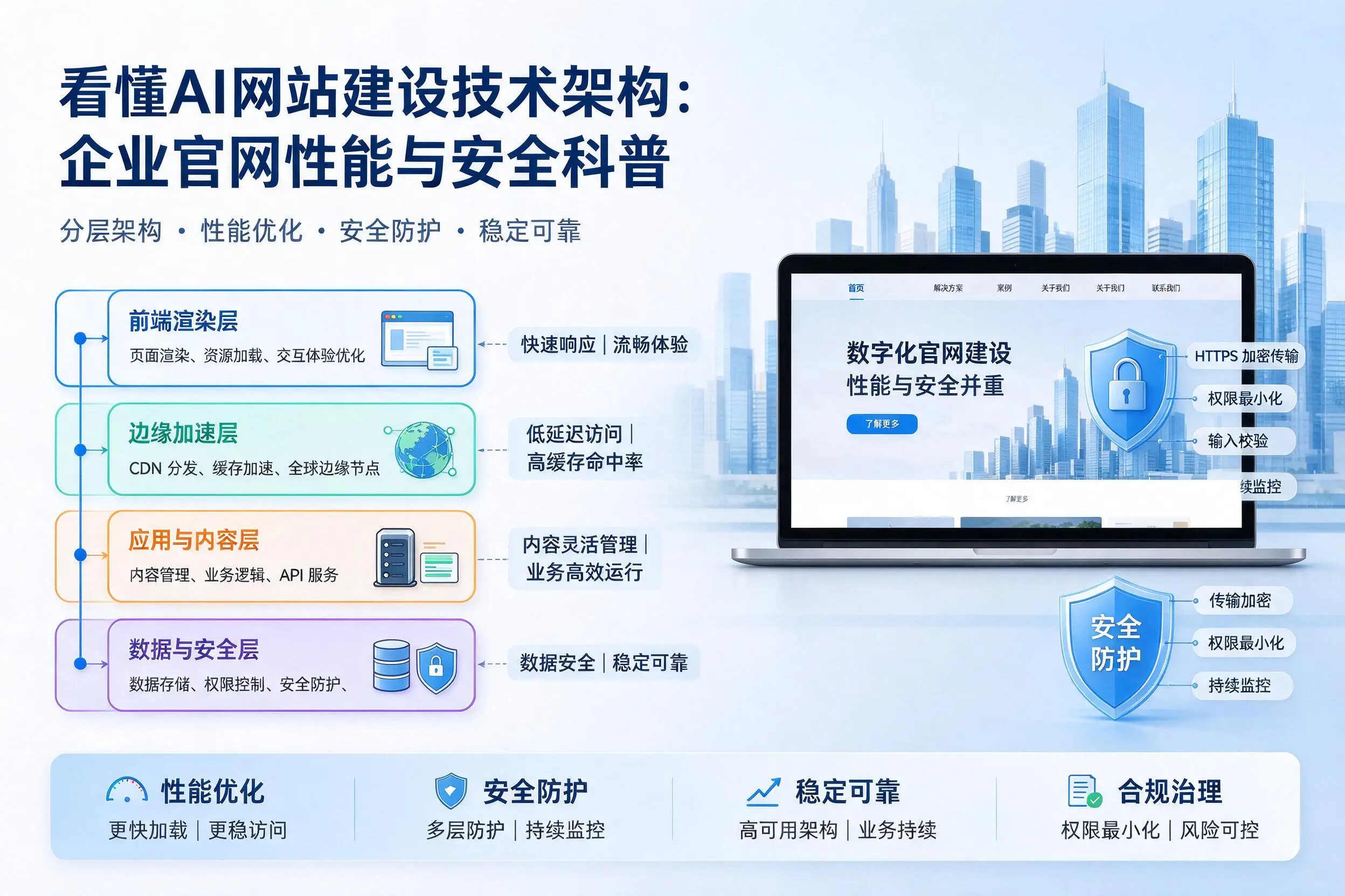 看懂AI网站建设技术架构：潍坊企业官网性能与安全科普