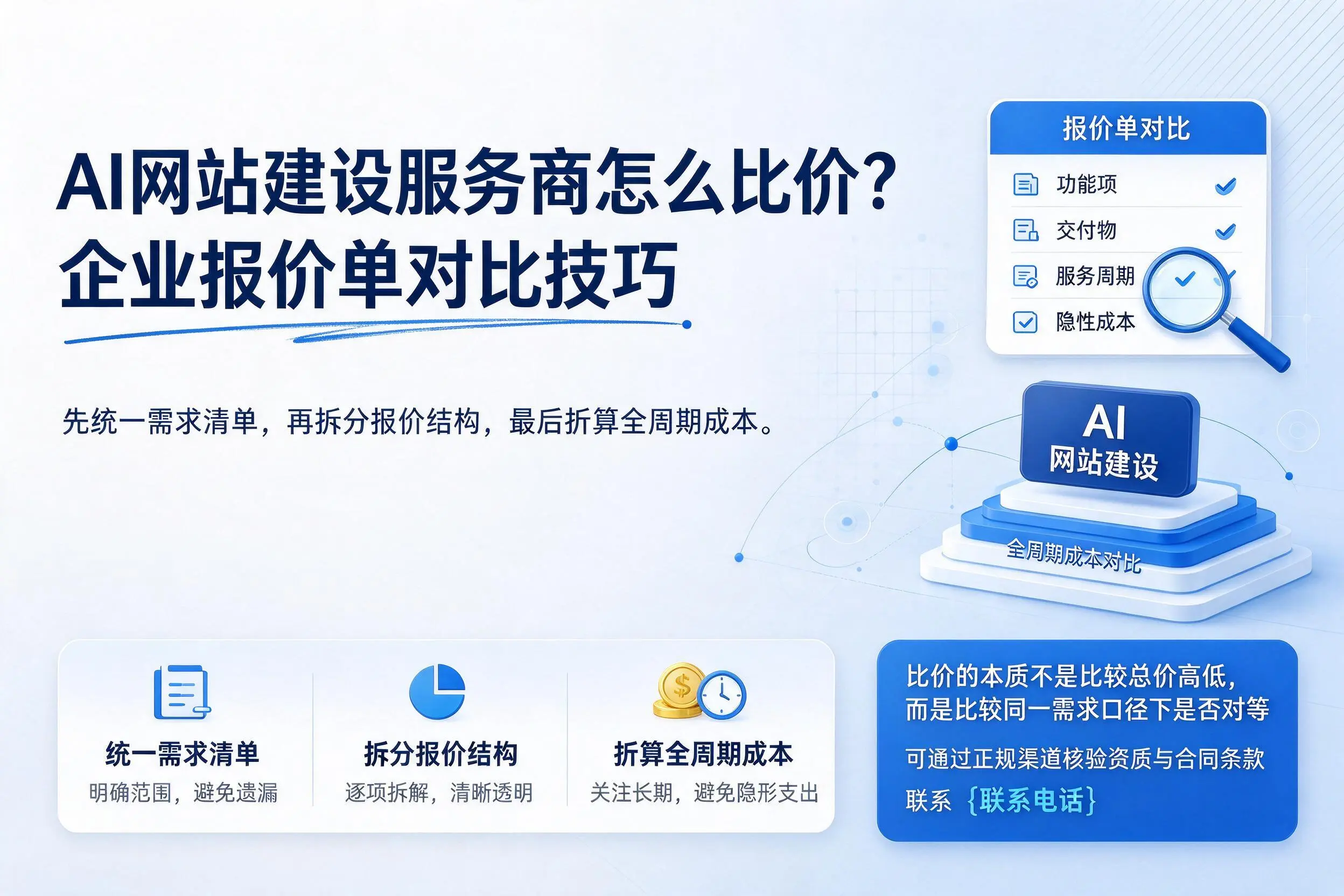 AI网站建设服务商怎么比价?潍坊企业报价单对比技巧