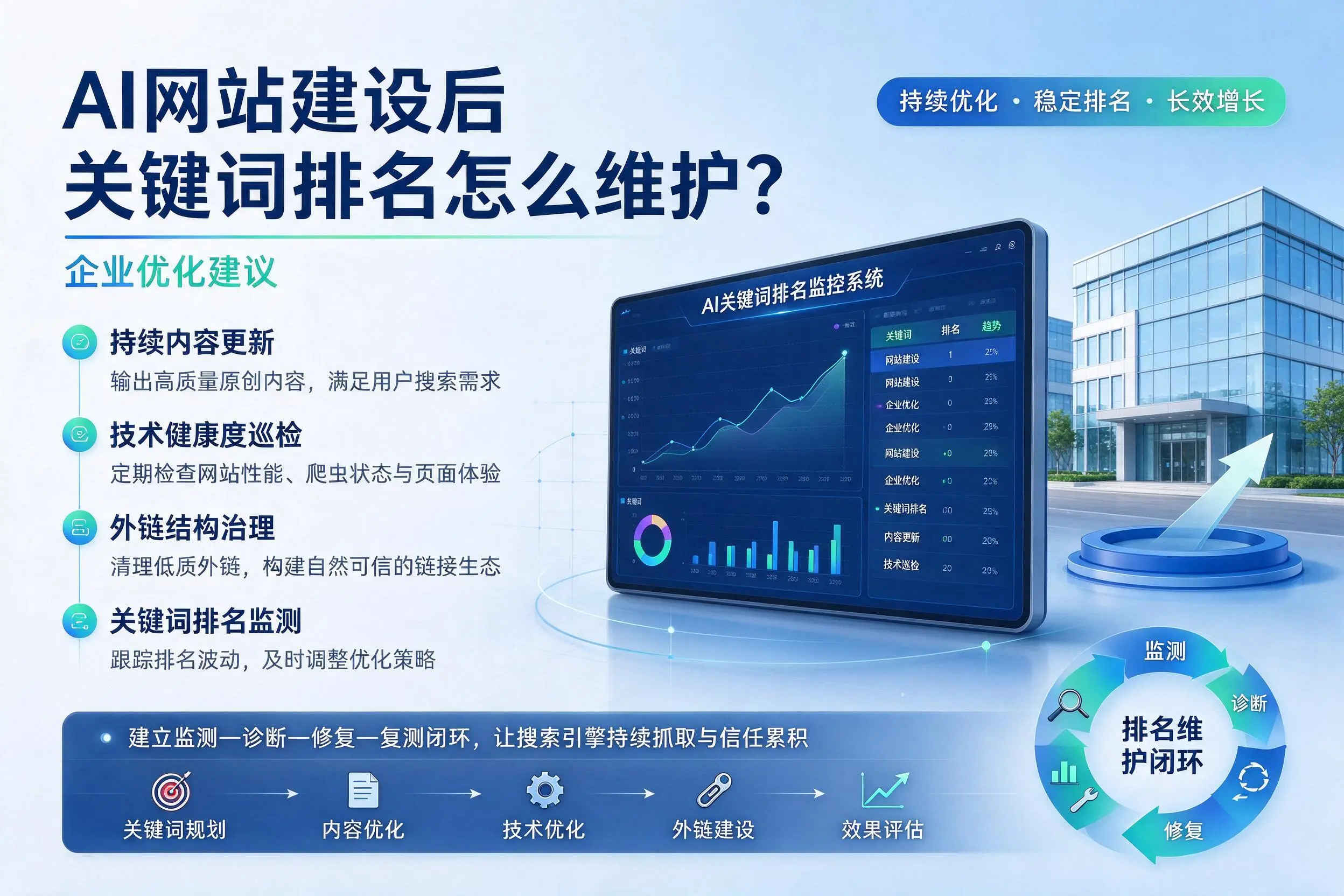 AI网站建设后关键词排名怎么维护?潍坊企业优化建议