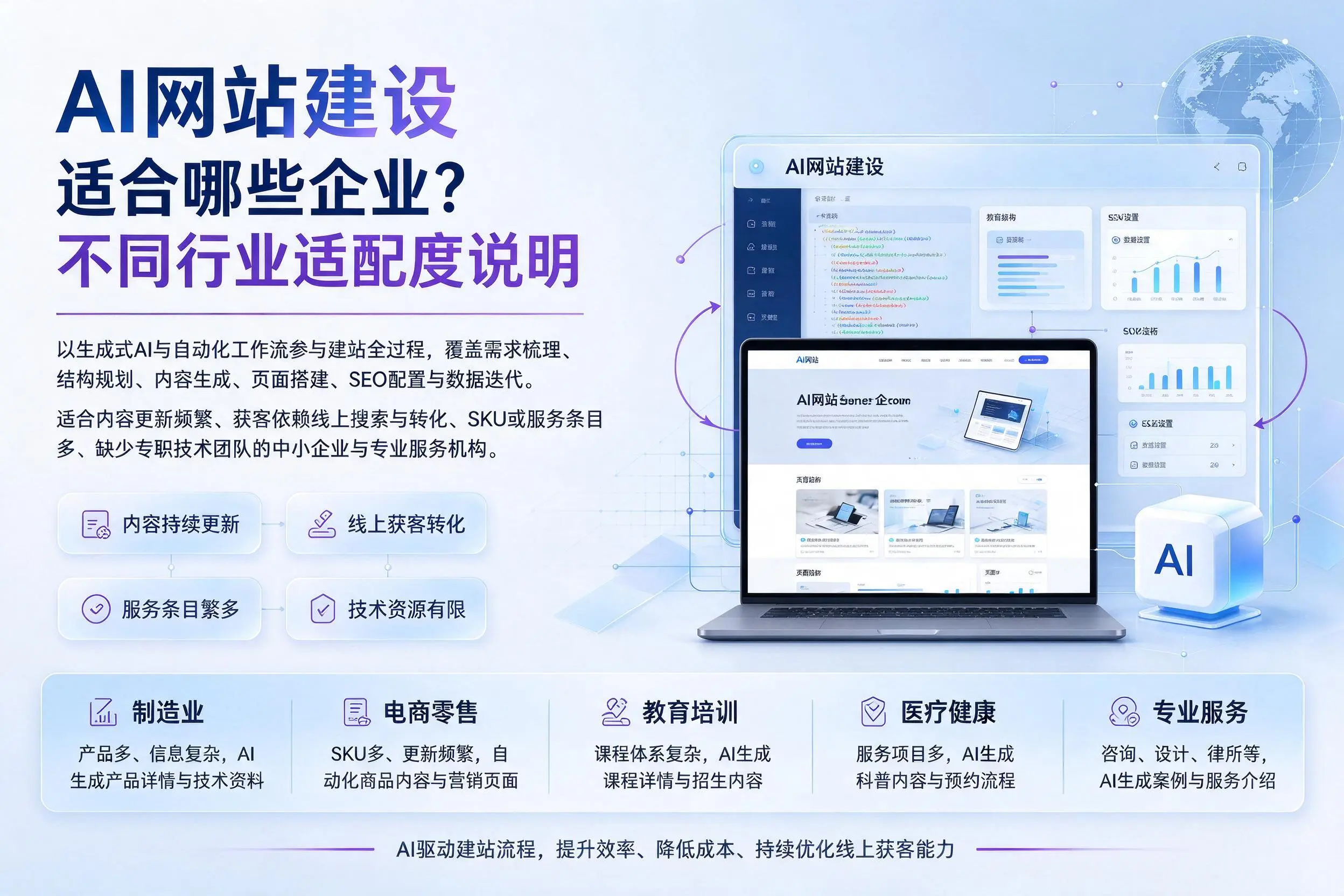 AI网站建设适合哪些企业?潍坊不同行业适配度说明